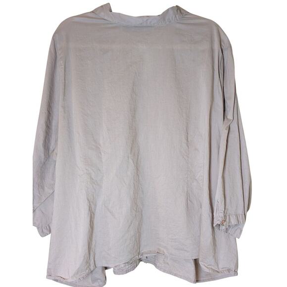 Avenue Womens Sz 30/32 Ruffle Front V-Neck Button Down 100% Cotton - Picture 2 of 12